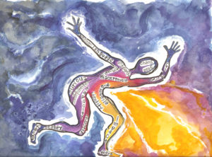 Colored figure with light shining through